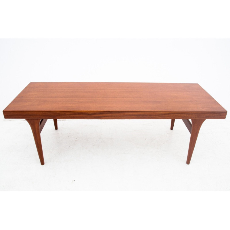 Table basse vintage en teck avec plateaux coulissants par Johannes Andersen pour Silkeborg Mobler, Danemark 1960