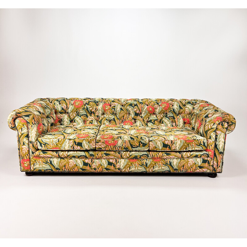 Chesterfield 3-Sitzer-Sofa im Vintage-Bohème-Stil aus Samt, 1970