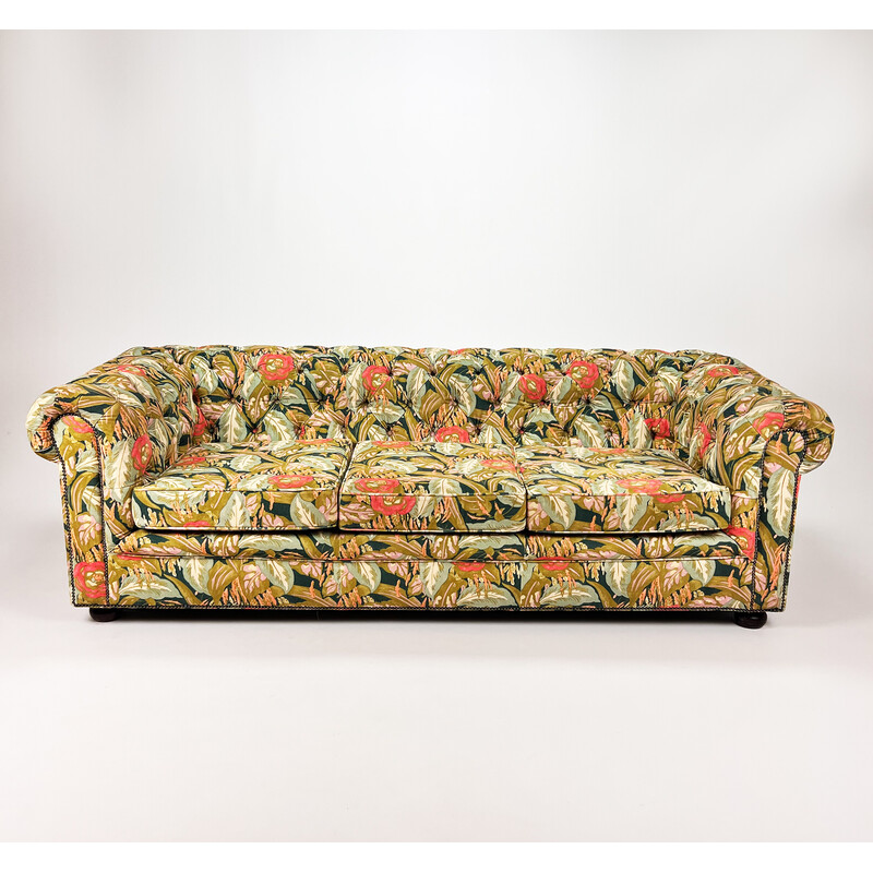 Vintage bohemian velvet 3-seater Chesterfield sofa, 1970