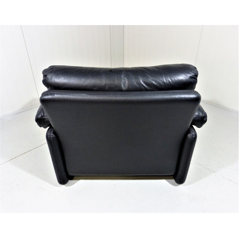 Vintage black leather armchair model coronado by Tobia Scarpa for B and B, Italy