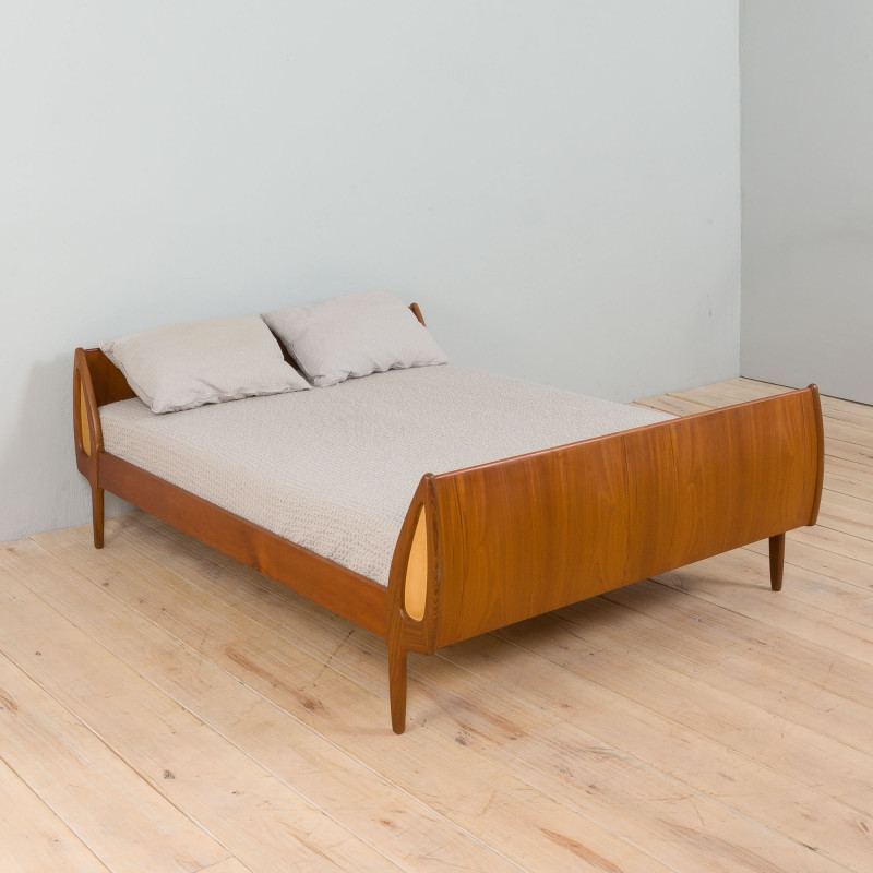 Vintage danish teak bed by Sigfred Omann for Olholm Mobelfabrik, 1960s