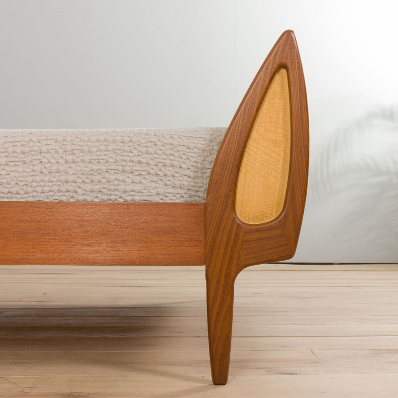 Vintage danish teak bed by Sigfred Omann for Olholm Mobelfabrik, 1960s