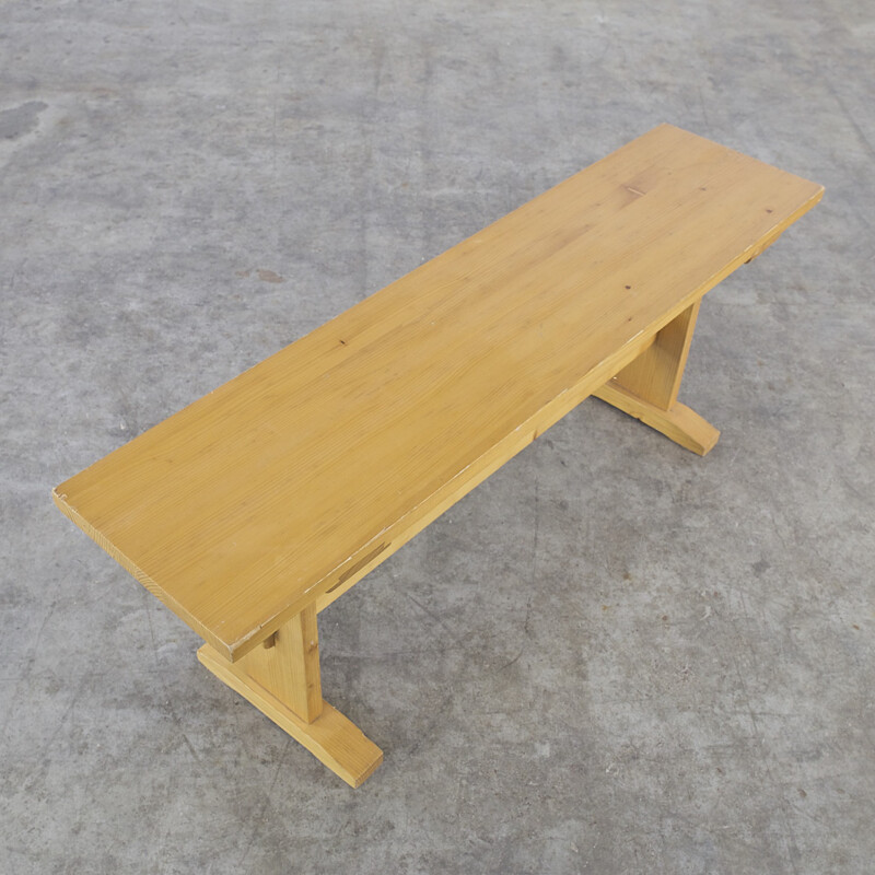 Set of 2 pine wooden benches - 1970s
