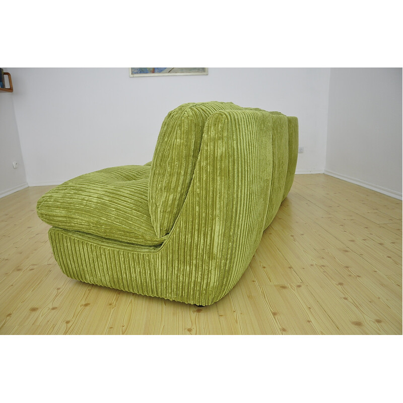 Mid-eeuwse groene corduroy modulaire sofa , 1970