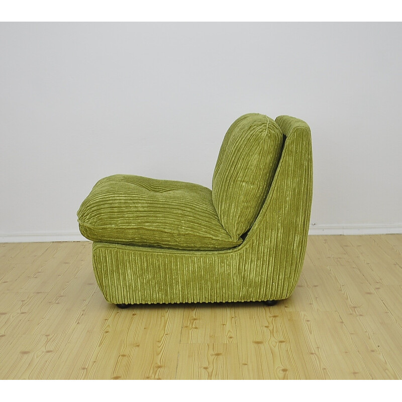 Mid-century green corduroy modular sofa , 1970s