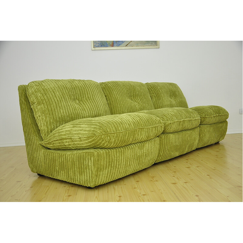 Mid-eeuwse groene corduroy modulaire sofa , 1970