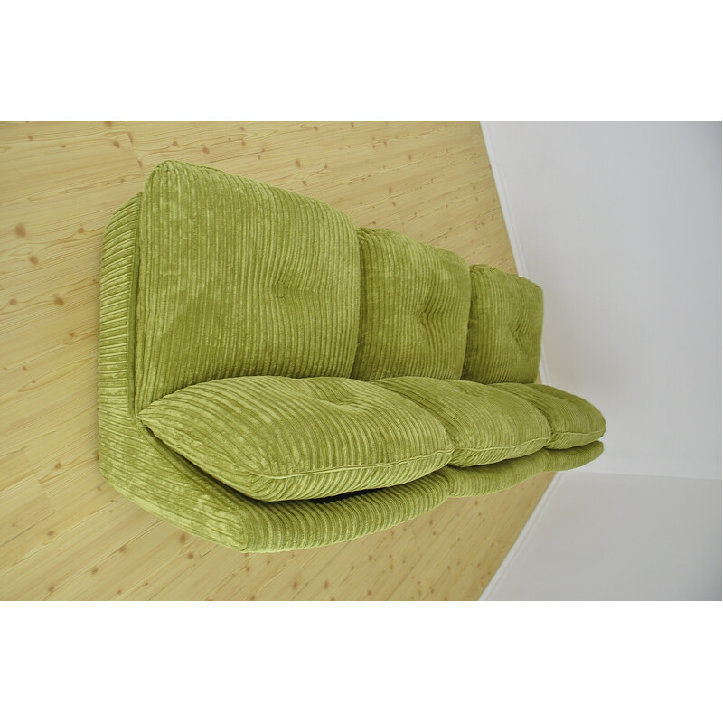 Mid-eeuwse groene corduroy modulaire sofa , 1970