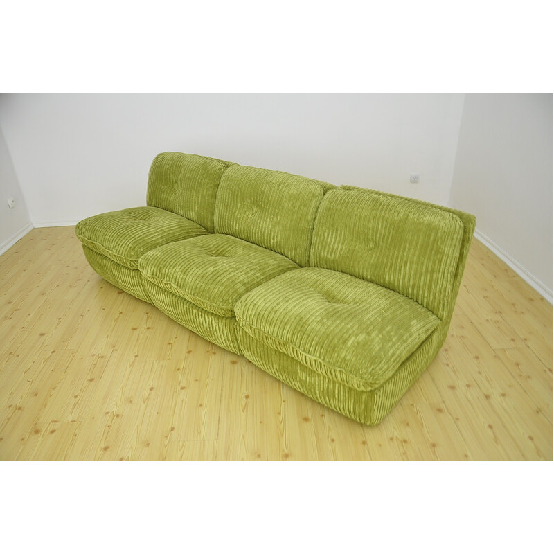 Mid-century green corduroy modular sofa , 1970s