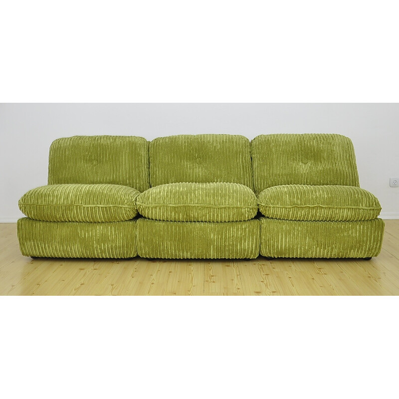 Mid-century green corduroy modular sofa , 1970s