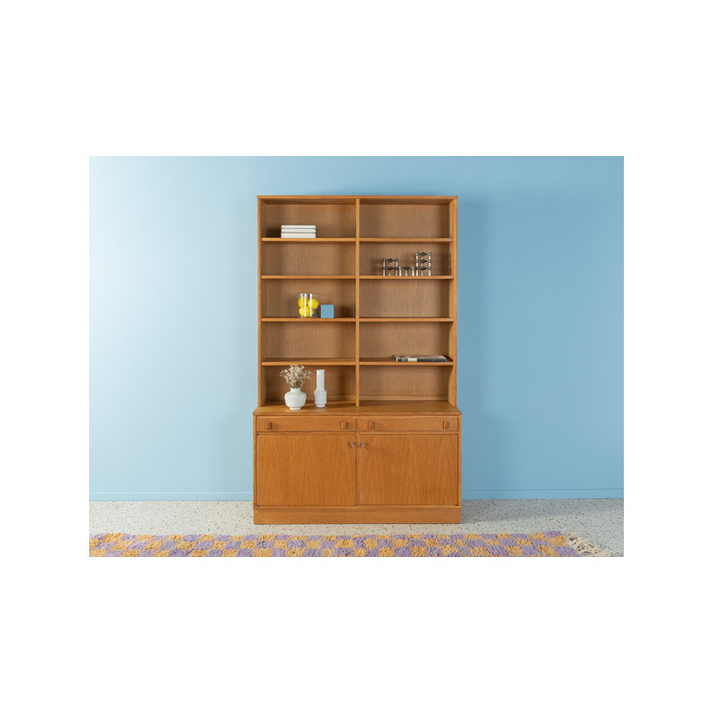 Vintage bookcase in oakwood veneer with two drawers, Denmark 1960s