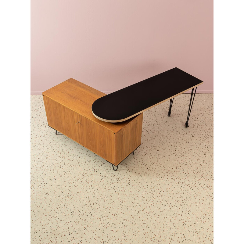 Bureau vintage en placage de noyer avec deux portes, 1960