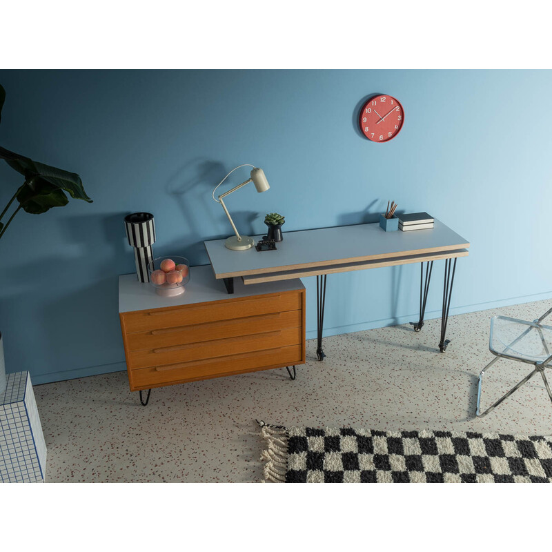 Vintage desk in oakwood veneer for Wk Möbel, Germany 1960