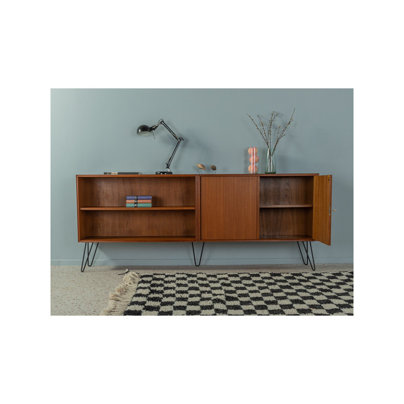 Vintage highboard in teak veneer with two doors for Heinrich Riestenpatt, Germany 1960