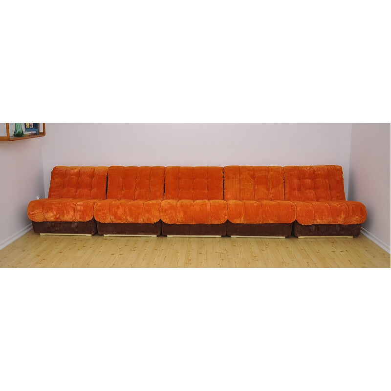 Vintage 2-color corduroy modular sofa, 1970s