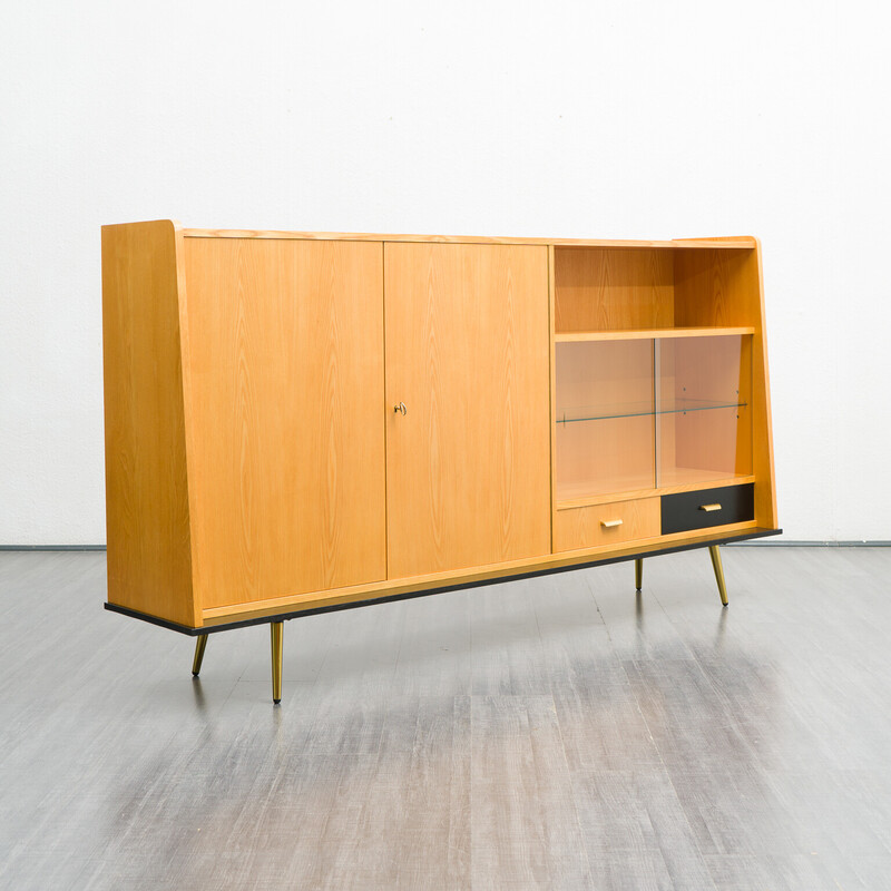 Vintage Sideboard aus Ulme und Glas, 1950