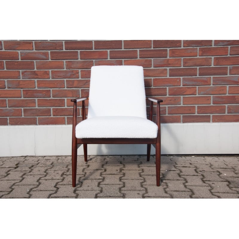 Mid century white armchair by H. Lis, Poland 1960s