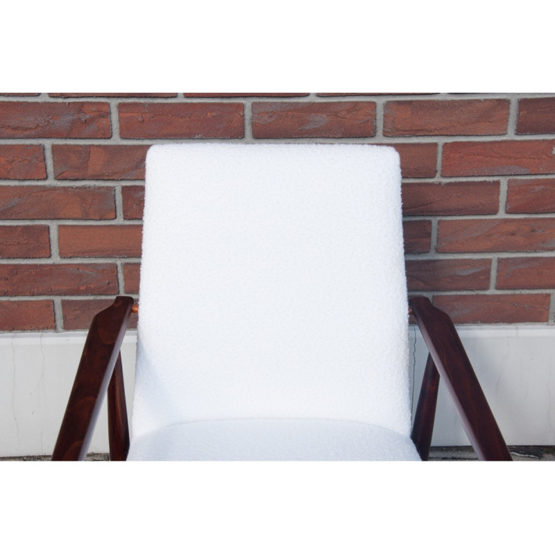 Vintage witte fauteuil van H. Lis, Polen 1960
