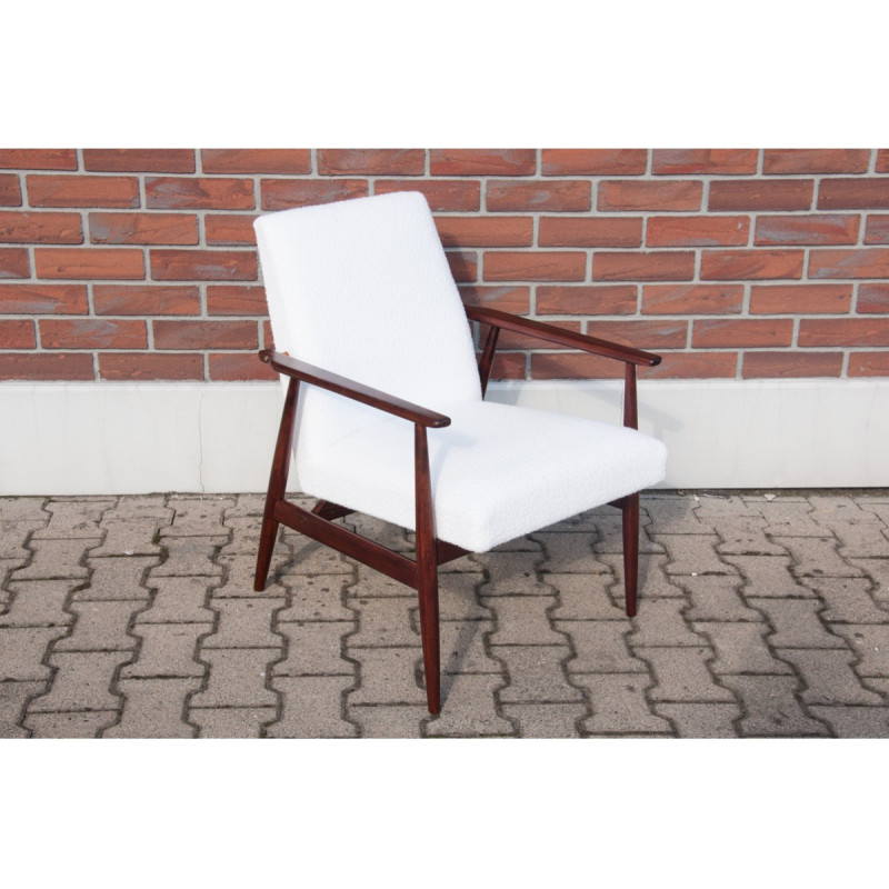 Vintage witte fauteuil van H. Lis, Polen 1960
