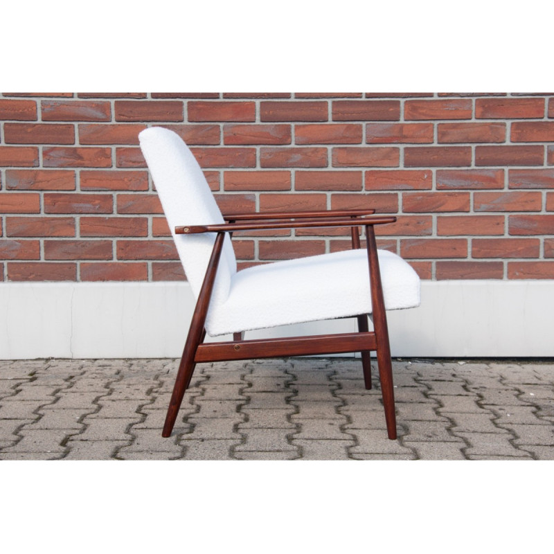 Mid century white armchair by H. Lis, Poland 1960s