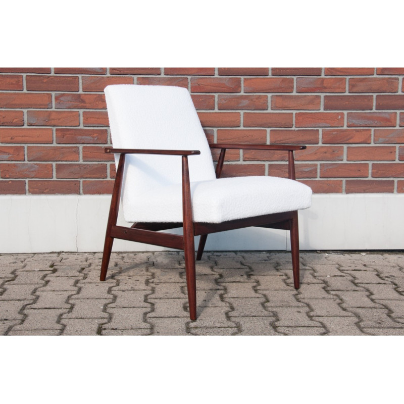 Fauteuil blanc vintage par H. Lis, Pologne 1960