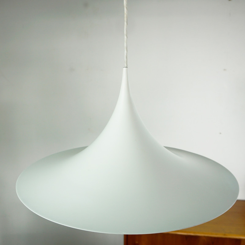 Scandinavian vintage white Semi pendant lamp by Bonderup and Thorup for Fog and Mørup, Denmark 1968