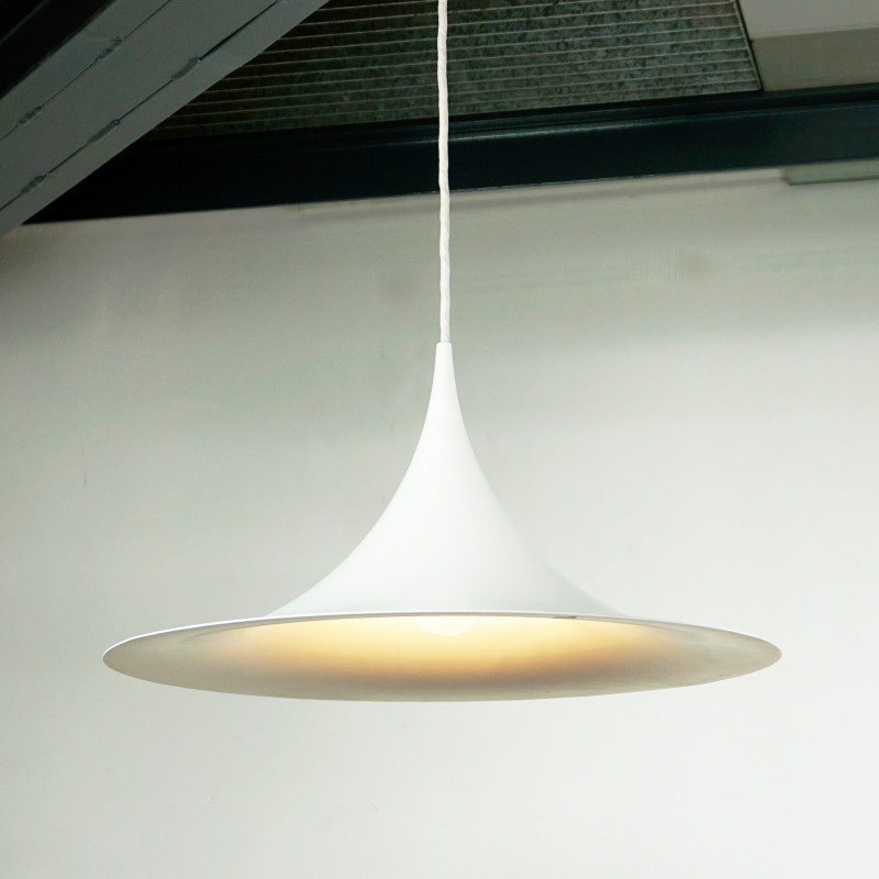 Scandinavian vintage white Semi pendant lamp by Bonderup and Thorup for Fog and Mørup, Denmark 1968