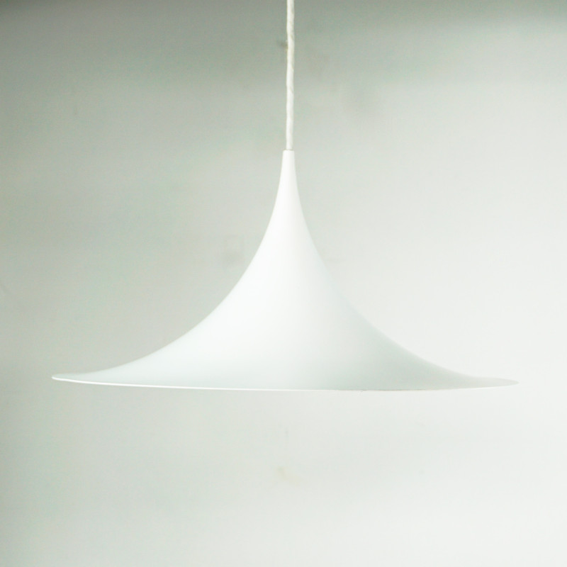 Scandinavische vintage witte Semi hanglamp van Bonderup en Thorup voor Fog en Mørup, Denemarken 1968