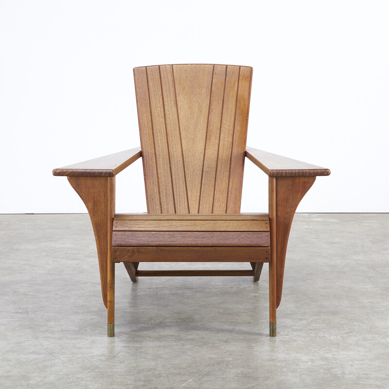 Deckchair "mediation" in mahogany - 1980s