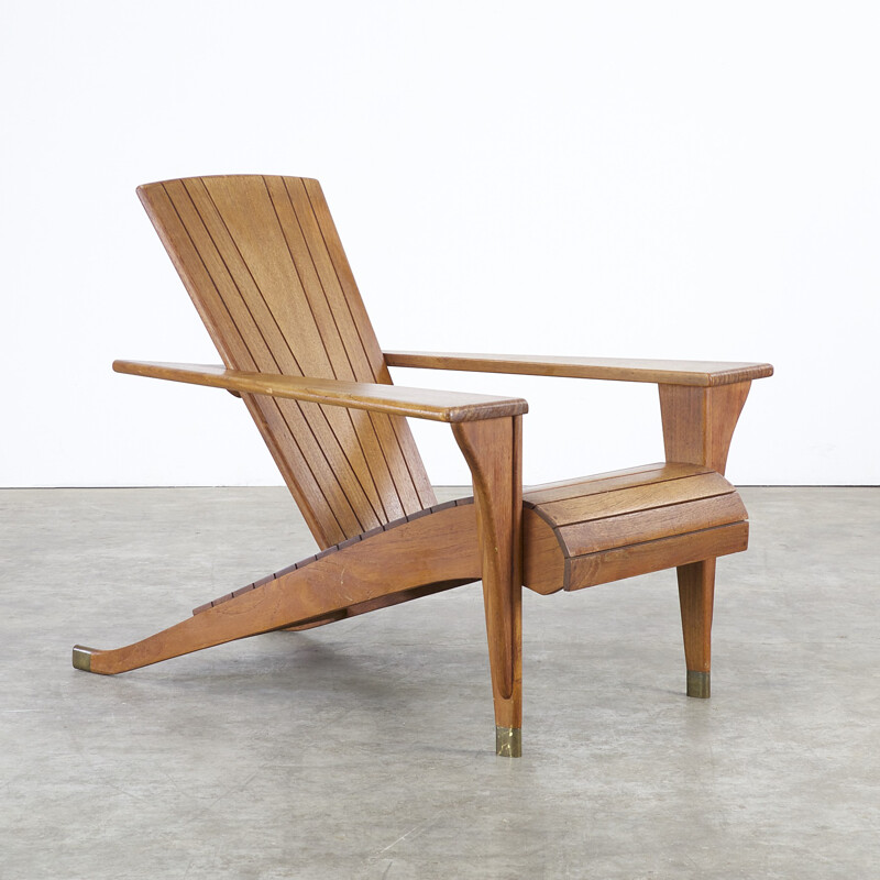 Deckchair "mediation" in mahogany - 1980s