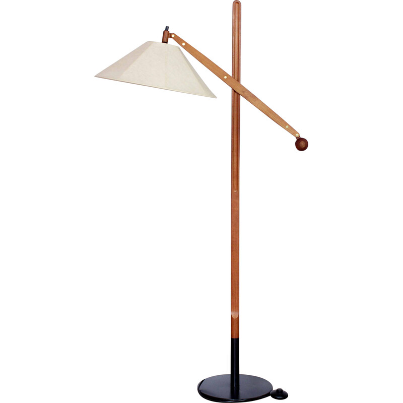 Vintage-Stehlampe "le klint" aus Metall und Teakholz Modell 325 von Vilhelm Wohlert