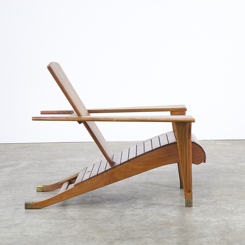 Deckchair "mediation" in mahogany - 1980s