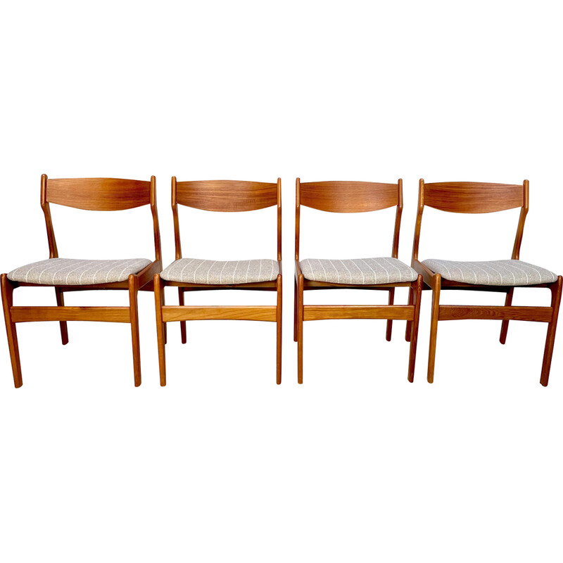 Set van 4 vintage Deense teakhouten stoelen van Erik Buch voor O.d. Møbler, 1960