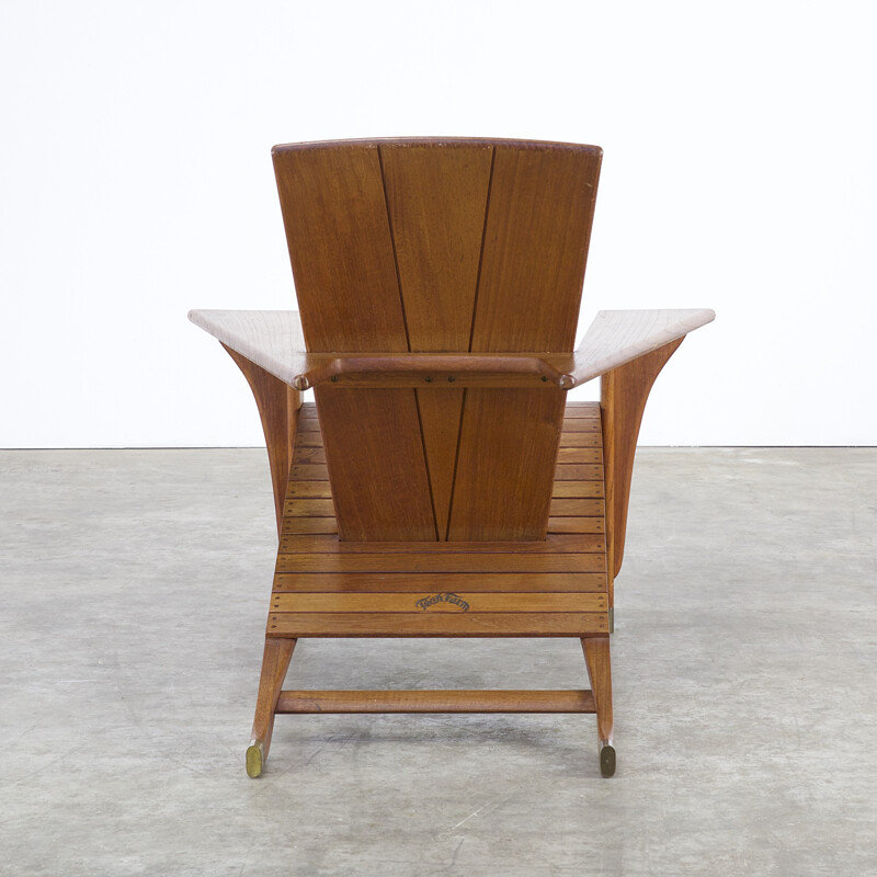 Deckchair "mediation" in mahogany - 1980s