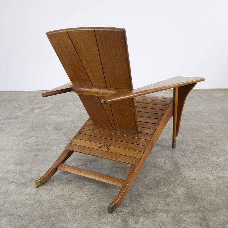Deckchair "mediation" in mahogany - 1980s