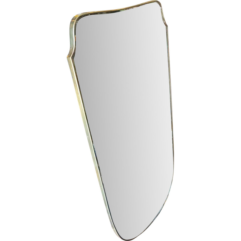 Mid-century brass and glass Italian wall mirror, 1950s