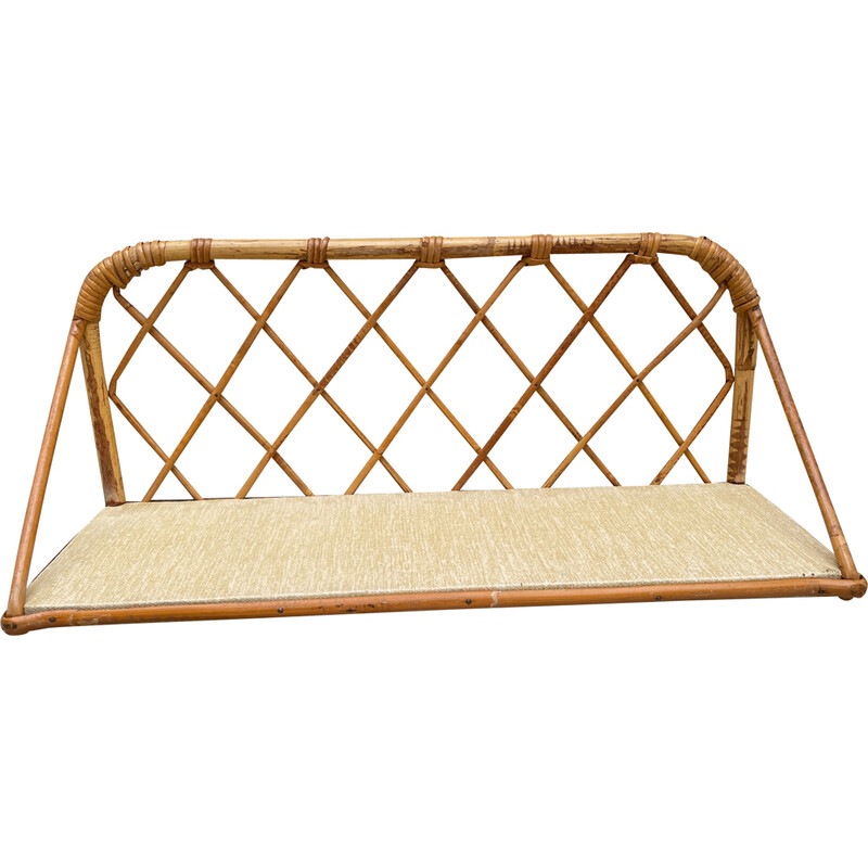 Vintage-Wandregal aus Rattan, 1950