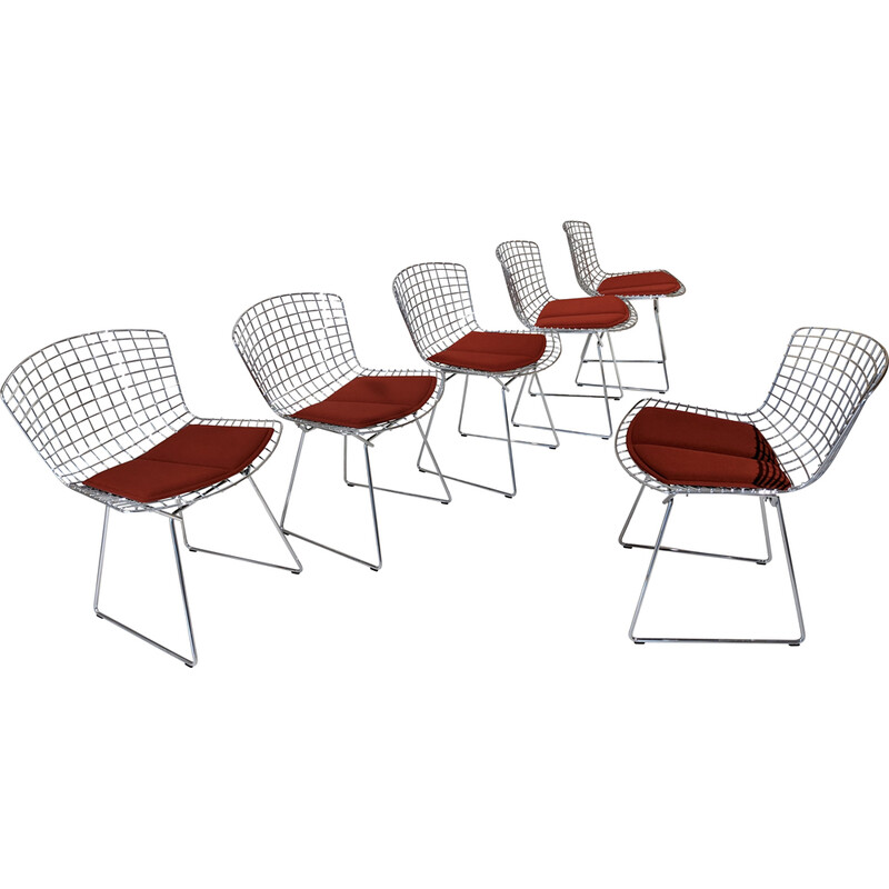 Juego de 6 sillas Bertoia vintage de Knoll, 1955