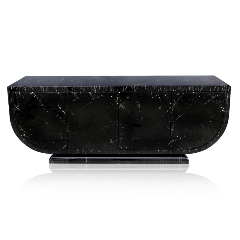 Italian imitation black marble lacquered sideboard - 1980s