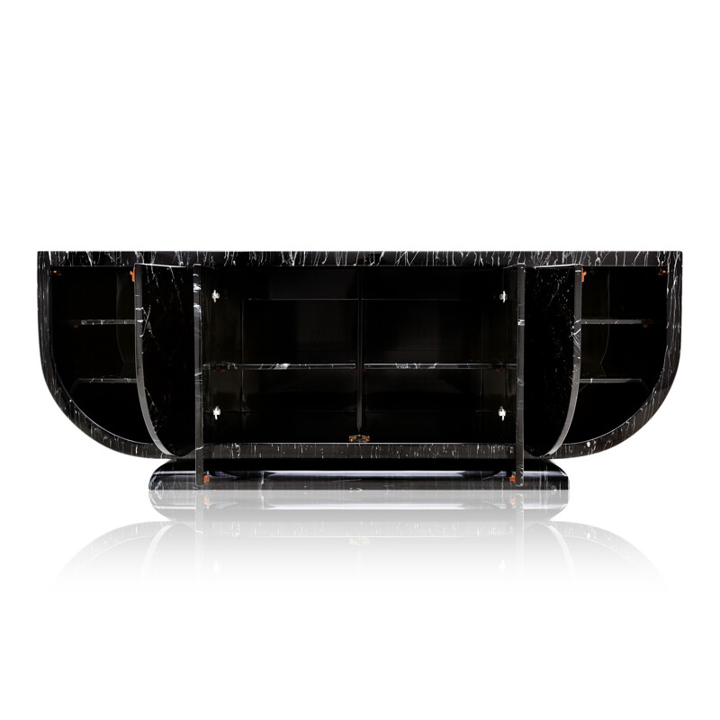 Italian imitation black marble lacquered sideboard - 1980s