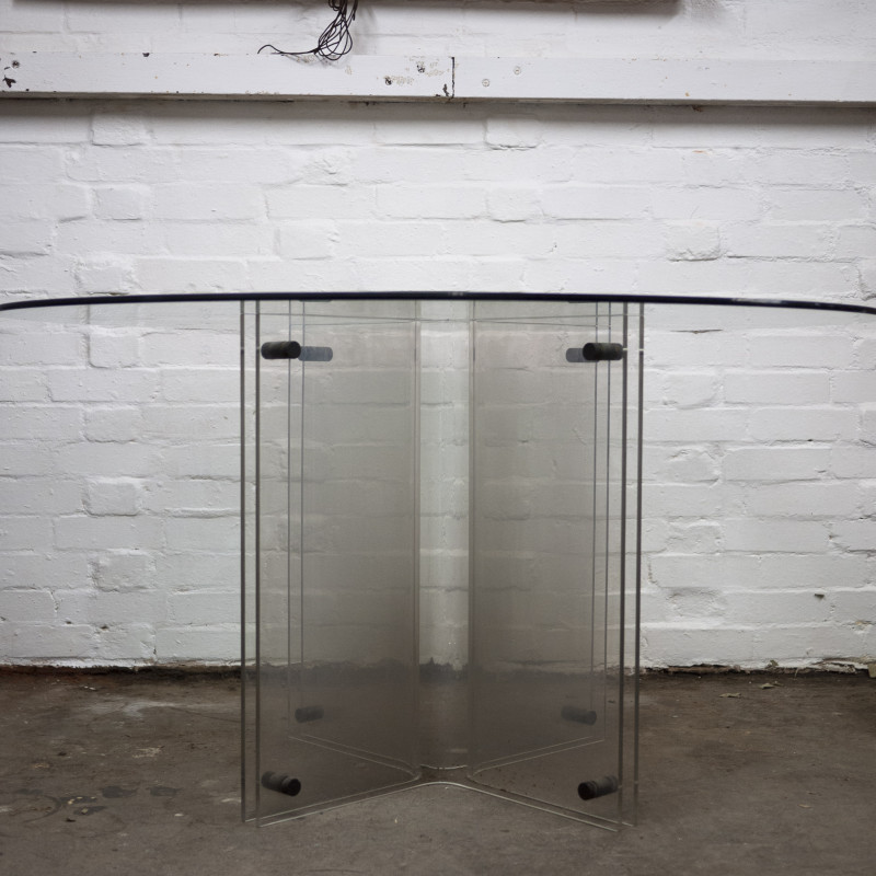 Vintage Hollywood Regency ronde tafel in glas en lucite, 1980