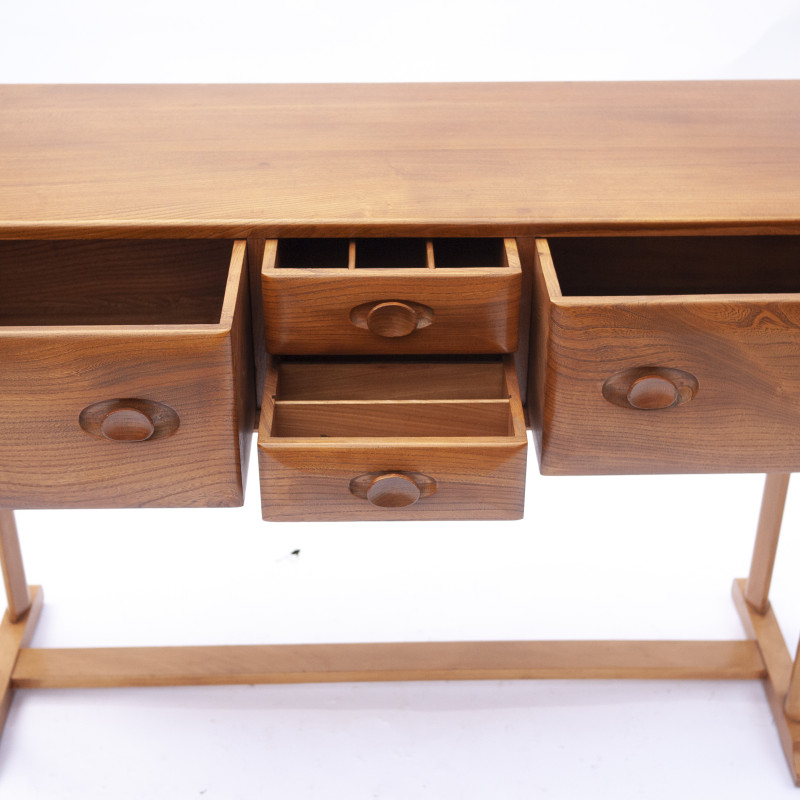 Table console vintage en hêtre et bois d'orme par Ercol, U.K. 1960