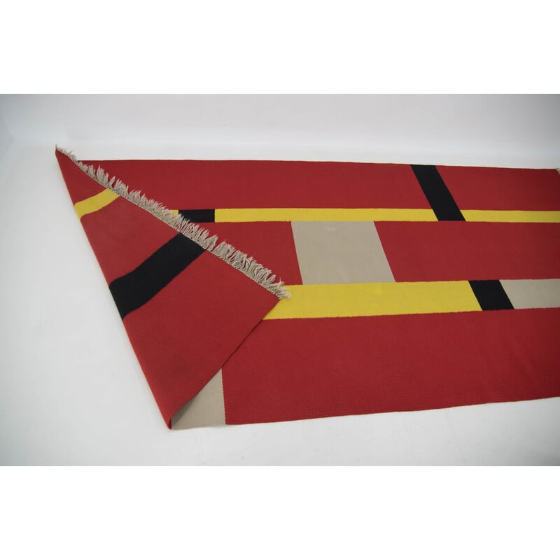 Tapis vintage Bauhaus à motif géométrique, Tchécoslovaquie 1940