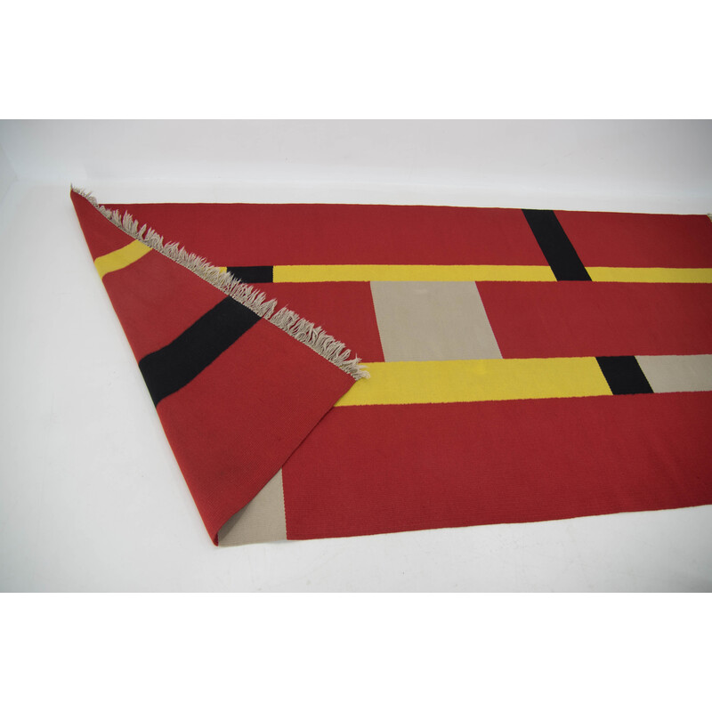 Vintage Bauhaus rug with geometric pattern, Czechoslovakia 1940s