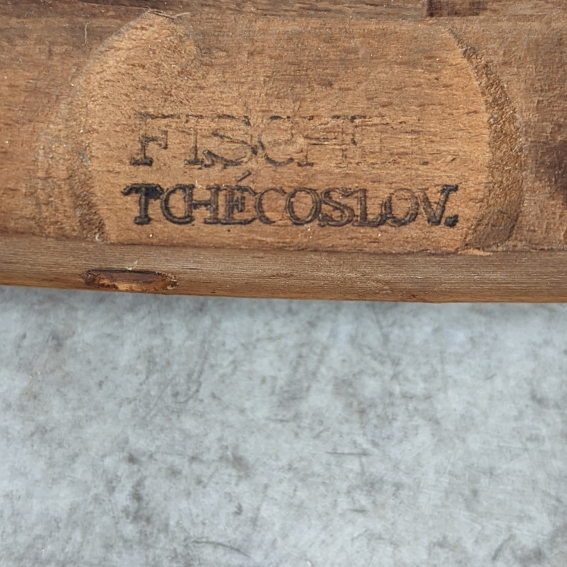 Mesa auxiliar vintage de madera curvada de Fischel, Checoslovaquia años 20