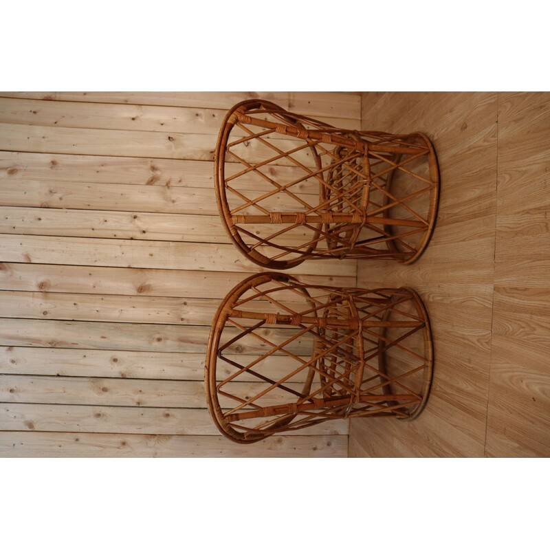 Pair of vintage rattan armchairs, 1960