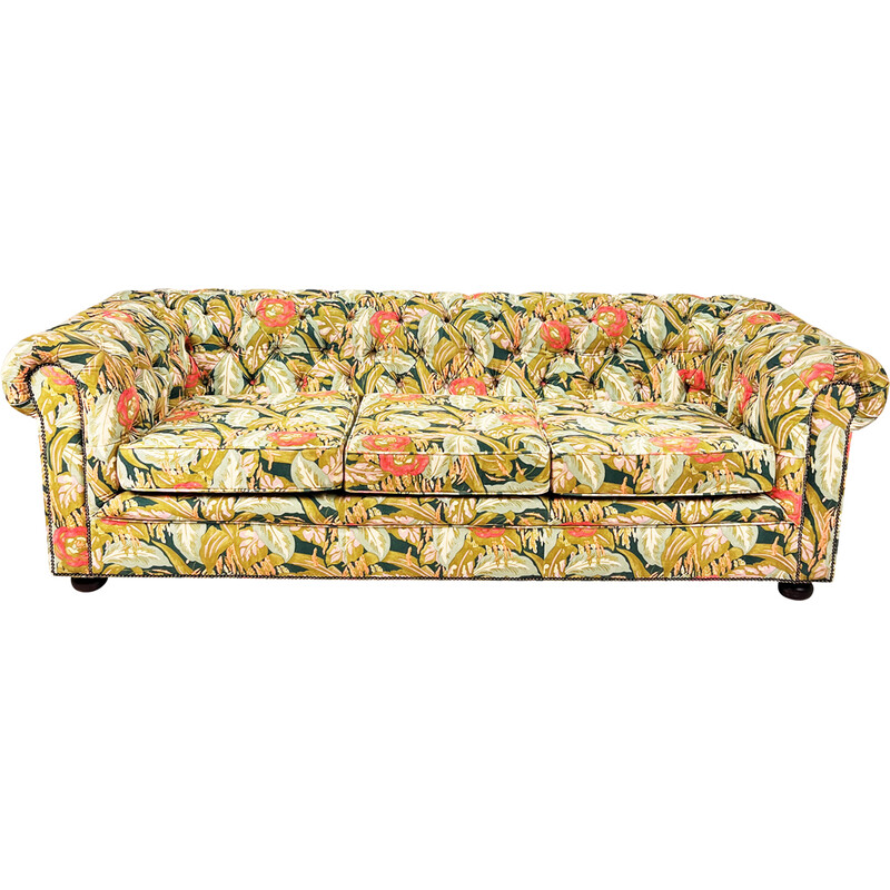 Vintage bohemian velvet 3-seater Chesterfield sofa, 1970