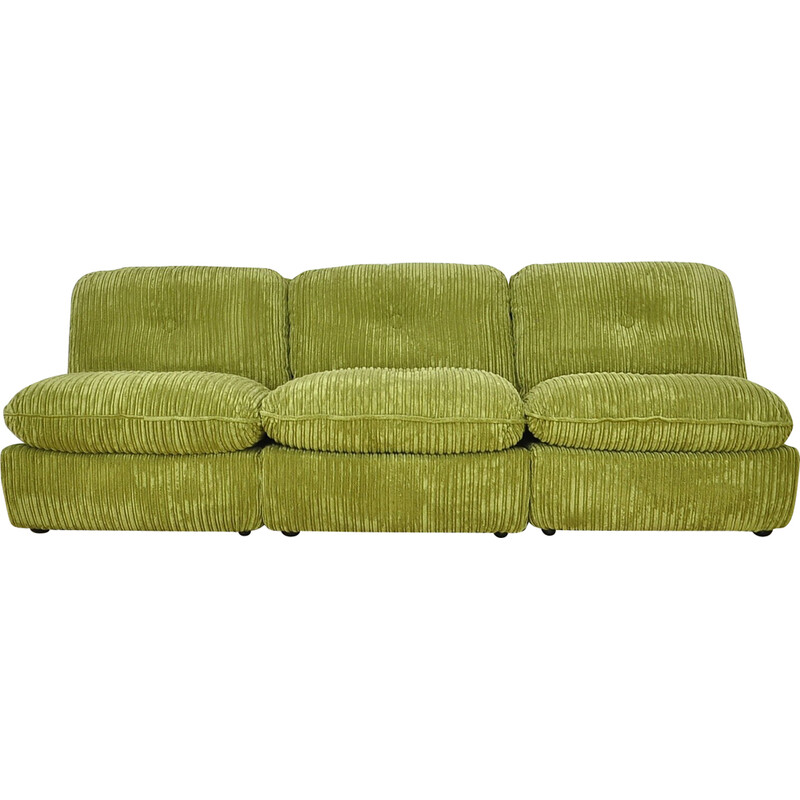 Mid-century green corduroy modular sofa , 1970s