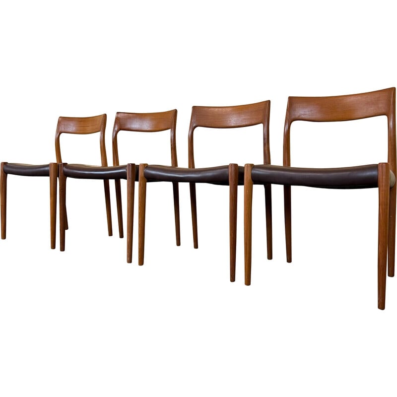 Conjunto de 4 cadeiras de teca vintage de Niels O. Möller para J.L. Moller's, 1960-1970