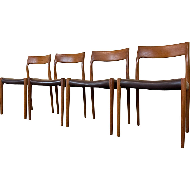 Set of 4 vintage chairs in teak by Niels O. Möller for J.L. Moller's, 1960-1970s