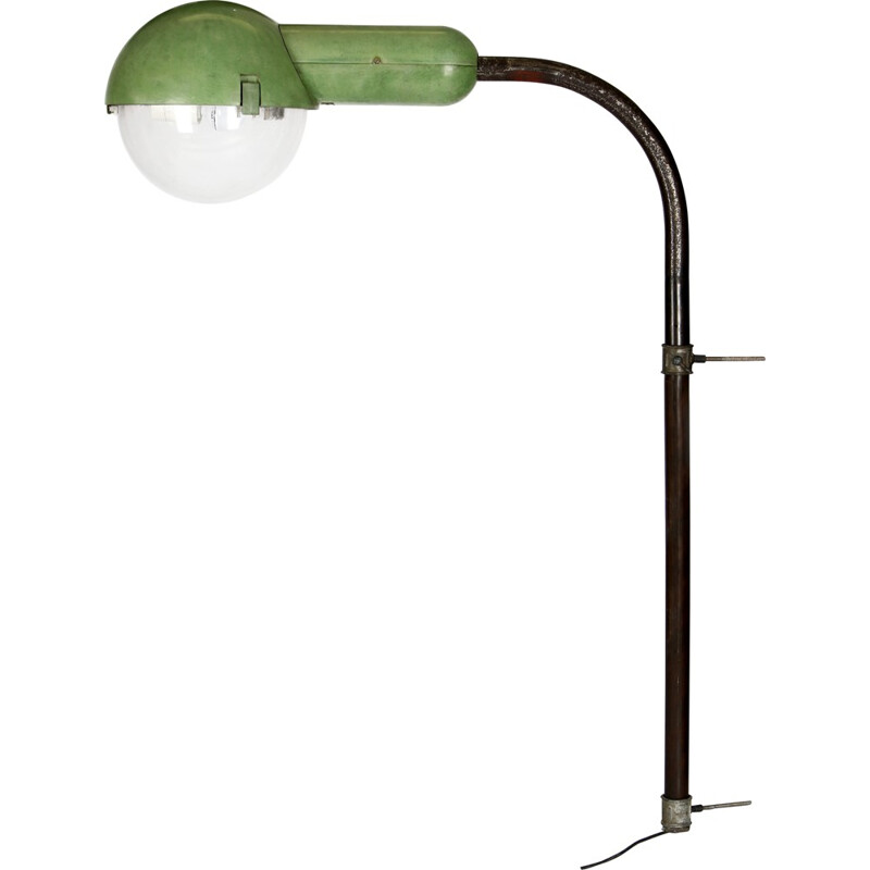 Tall wall street light in cast iron and bakelite - 1960s
